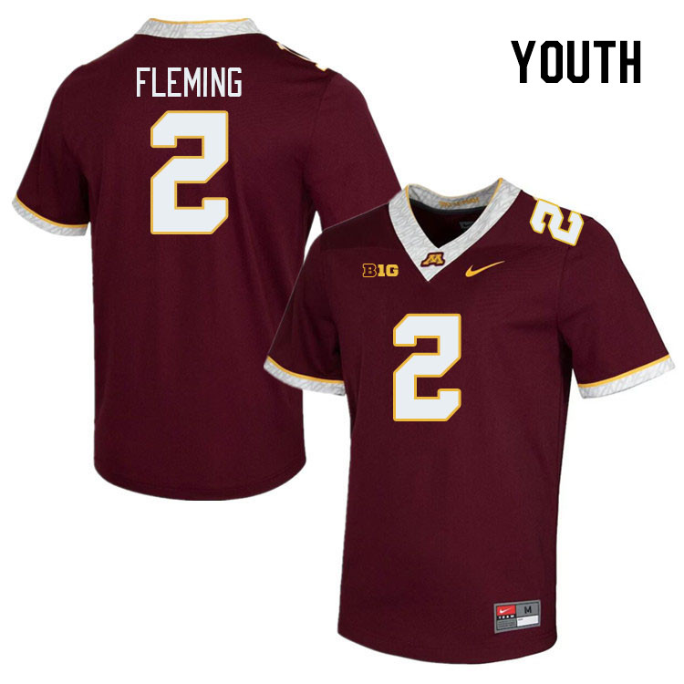 Youth #2 Miles Fleming Minnesota Golden Gophers College Football Jerseys Stitched-Maroon